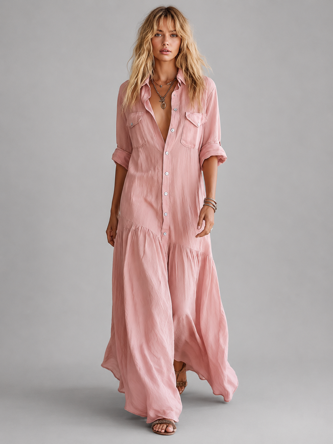 Aurelie Linen Maxi Dress — view 1