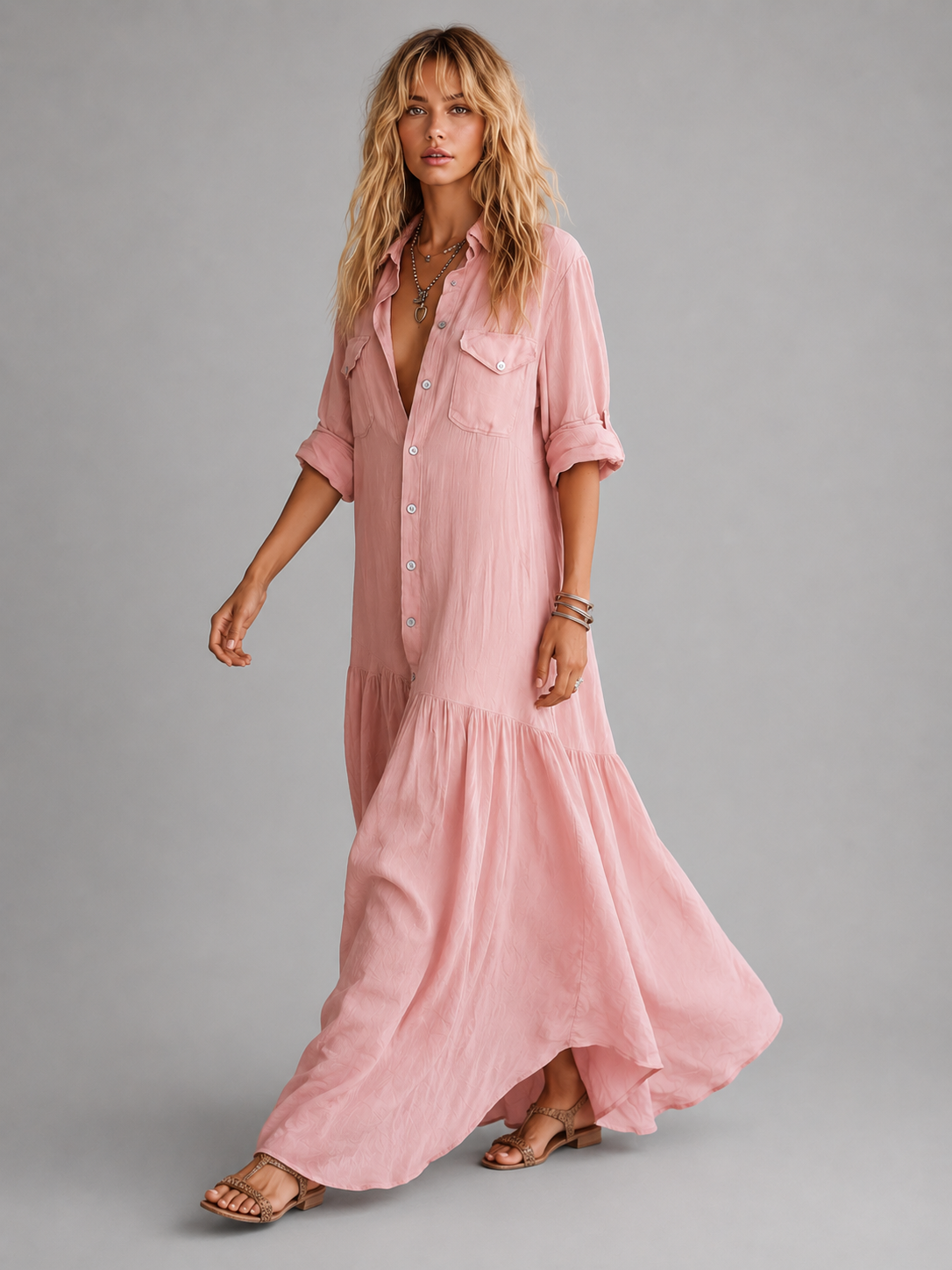 Aurelie Linen Maxi Dress — view 4