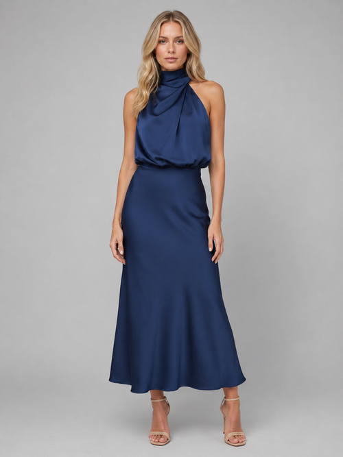 Delphine Satin Midi Dress — view 1