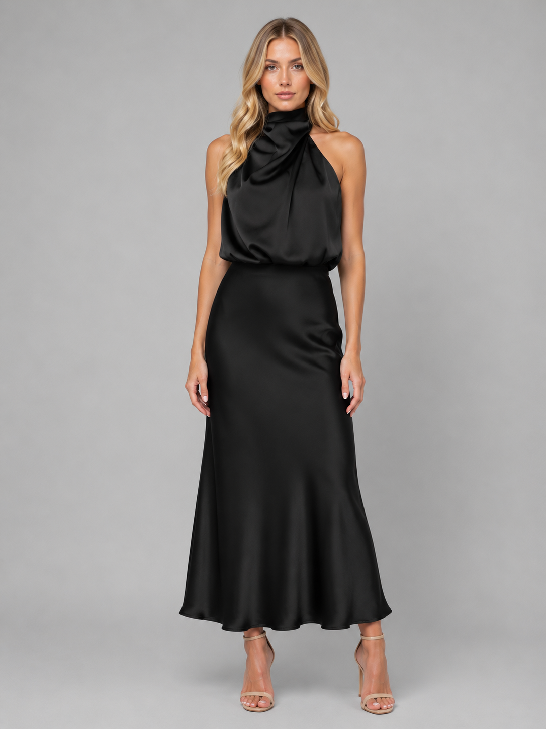 Delphine Satin Midi Dress — view 4