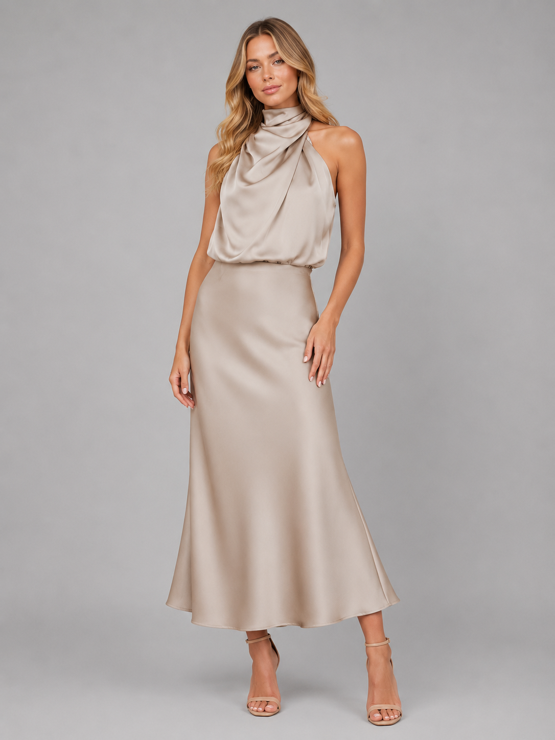 Delphine Satin Midi Dress — view 5