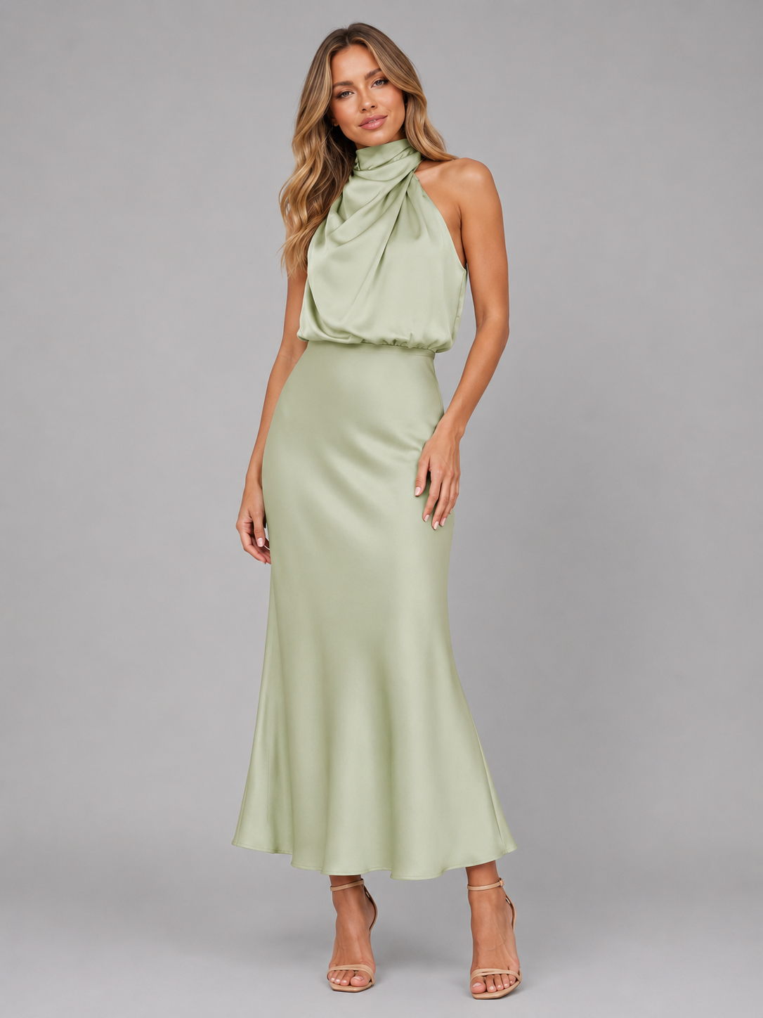 Delphine Satin Midi Dress — view 6