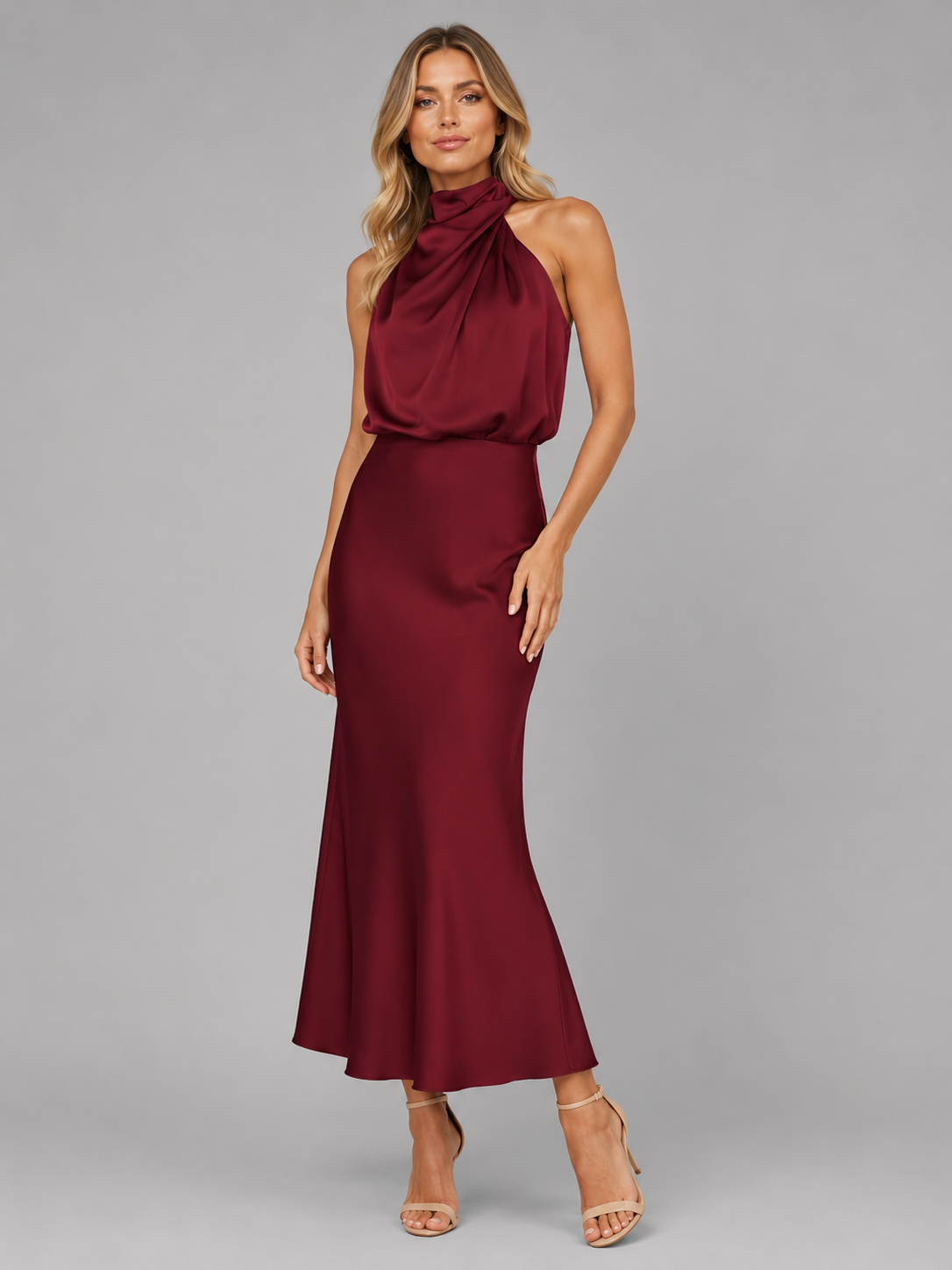 Delphine Satin Midi Dress — view 8