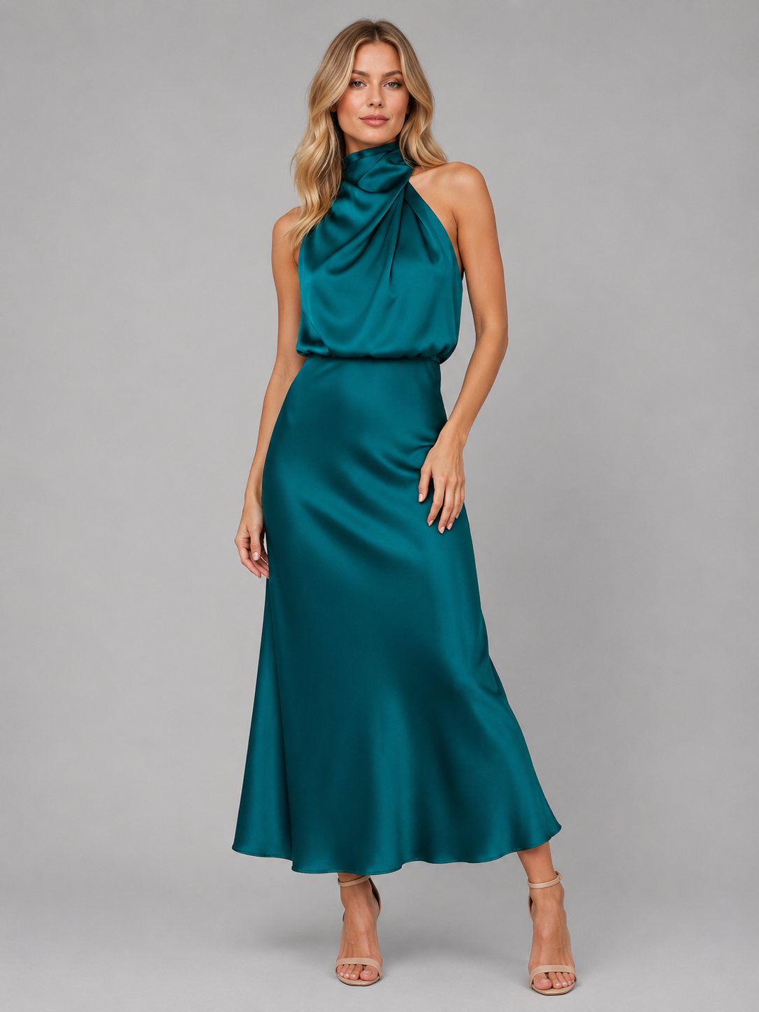 Delphine Satin Midi Dress — view 7